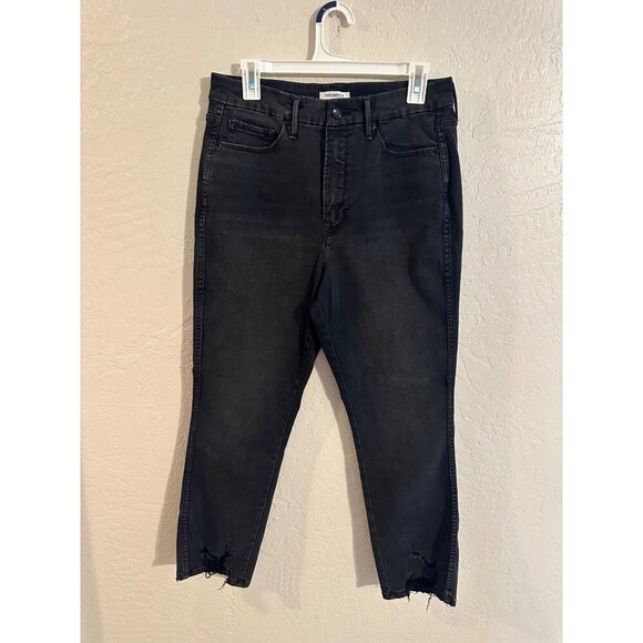 Good American Denim - Y Good American Black Good Straight Raw Edge Cotton Casual Jeans